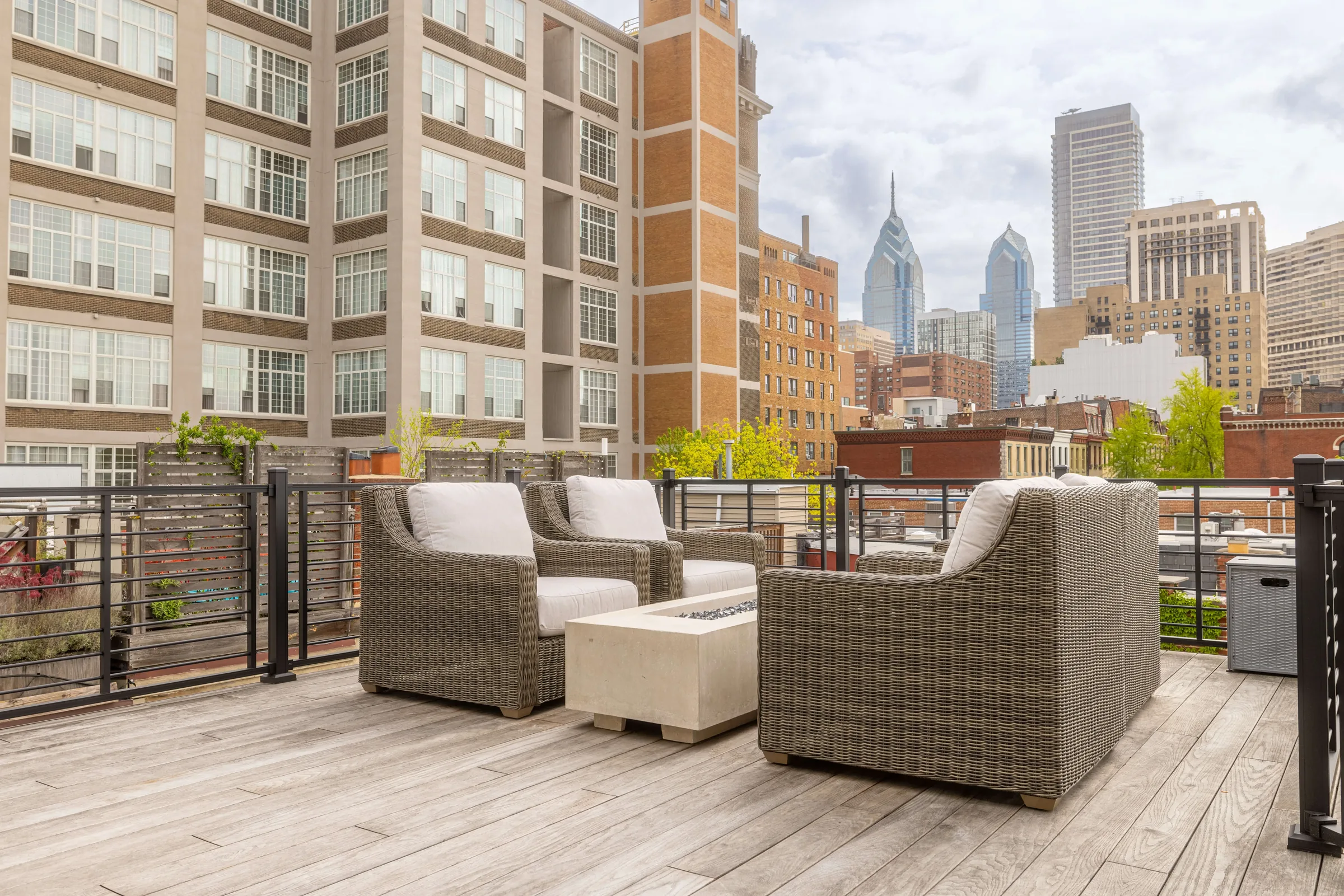 Thermally modified oak rooftop deck in Fitler Square Philadelphia
